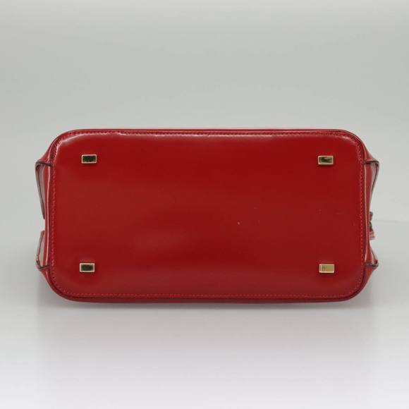 CELINE Hand Bag Patent leather Red Gold Auth 96786 - Picture 5 of 16